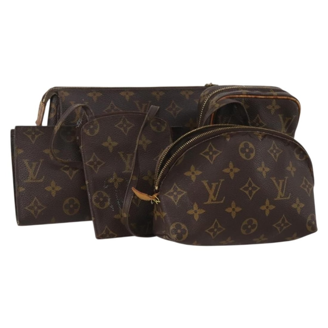 Set of 5 Louis Vuitton Monogram Canvas Women's Pouches: Set of 5 Louis Vuitton Monogram Canvas Women's Pouches Set of 5 Louis Vuitton monogram pouches in heavily used condition. This bundle includes only the items shown; the item box and dust bag are not i