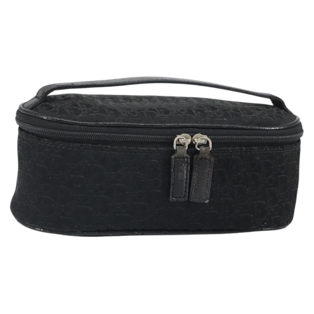Black Silver Trotter Canvas Vanity Pouch by Christian Dior: Black Silver Trotter Canvas Vanity Pouch by Christian Dior This Christian Dior Trotter Canvas Vanity Pouch features the iconic Trotter canvas in a black and silver color scheme. The pouch is designed 