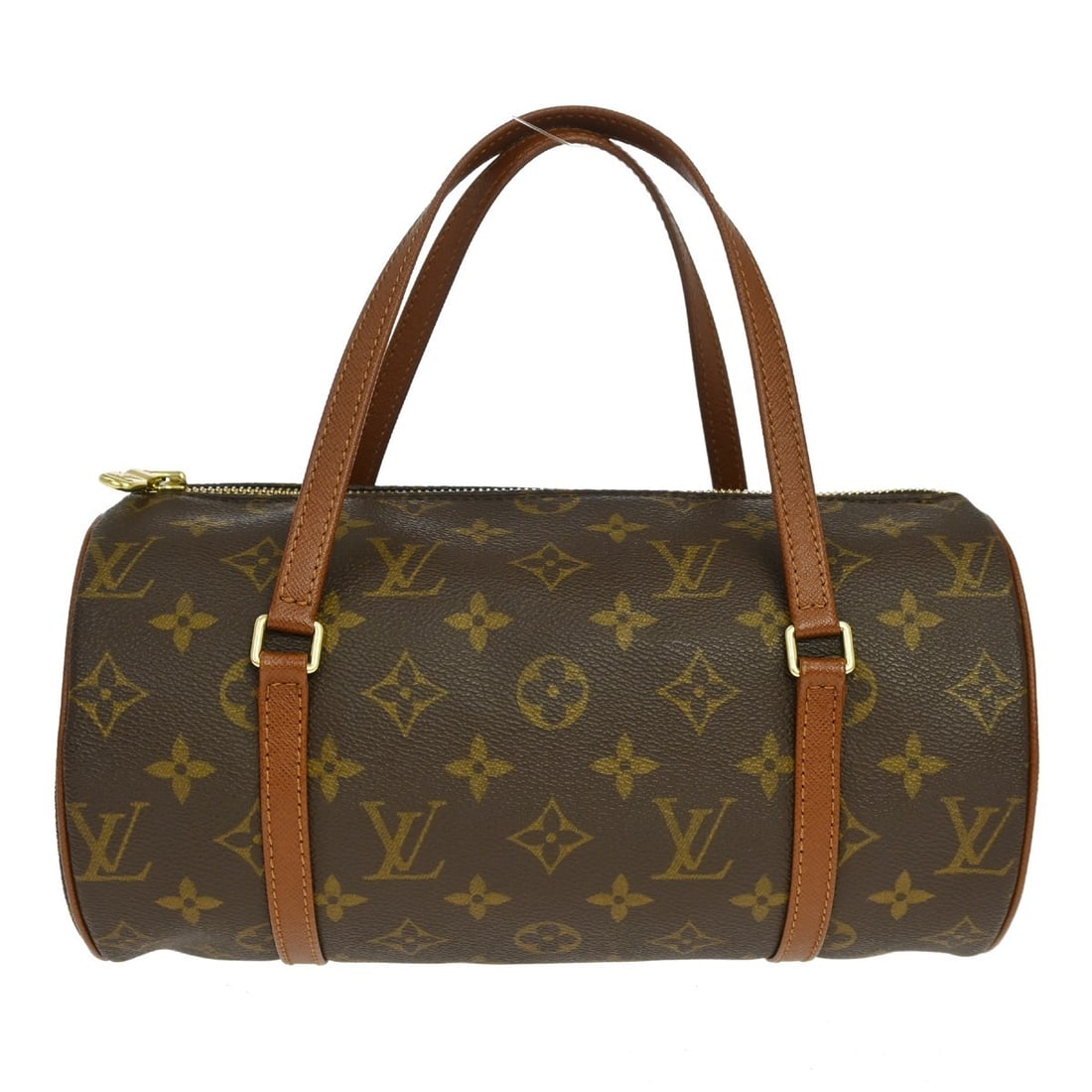 Louis Vuitton Papillon 26 Monogram Top Handle Bag M51366: Louis Vuitton Papillon 26 Monogram Top Handle Bag M51366 Vintage Louis Vuitton Papillon 26 handbag in brown Monogram canvas with leather trim and double handles. This top handle bag features a zip clo