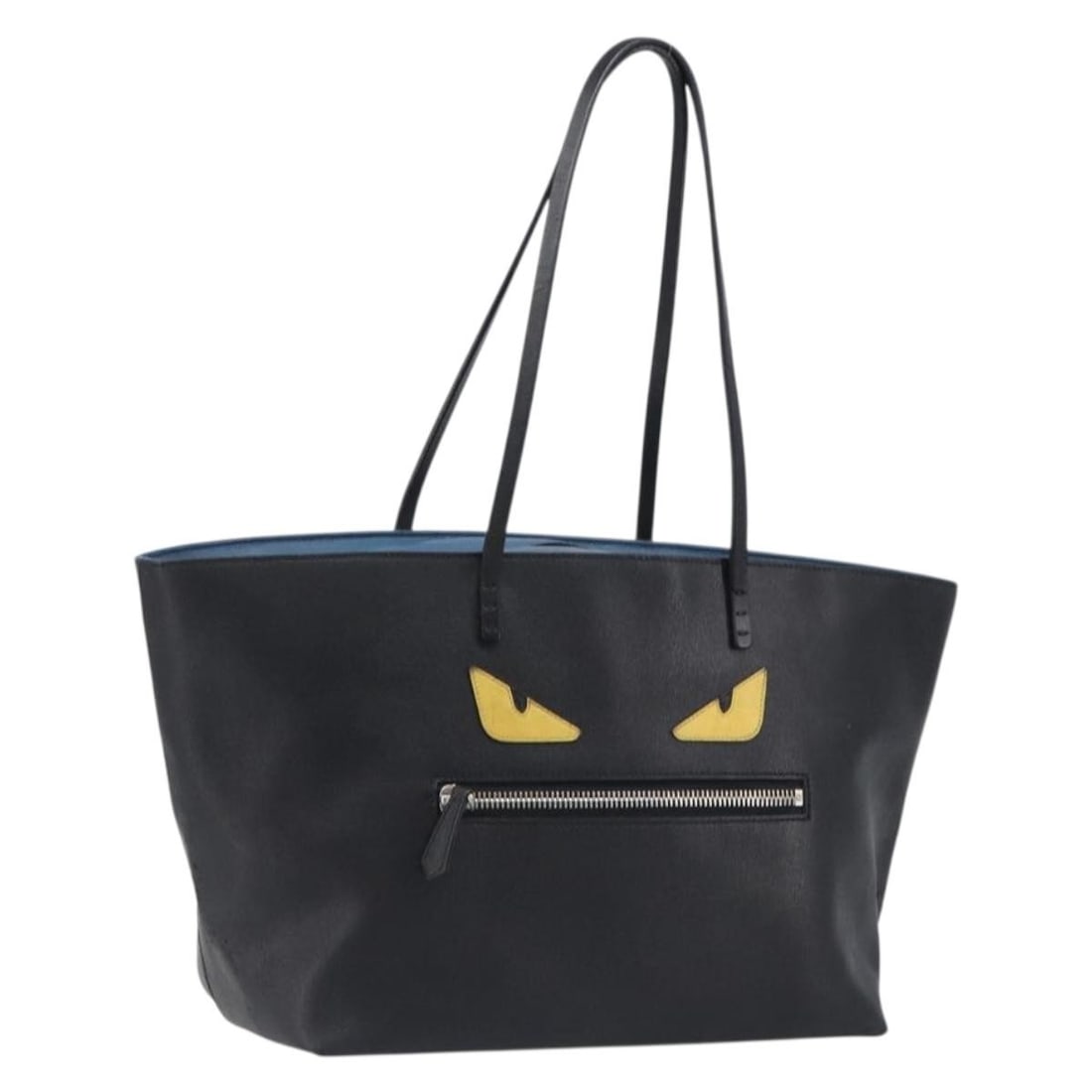 FENDI Black Leather Tote Handbag Silver Tone Italy: FENDI Black Leather Tote Handbag Silver Tone Italy A FENDI women's tote bag in black leather with silver-tone accents, made in Italy. This tote features a structured everyday silhouette and includes o