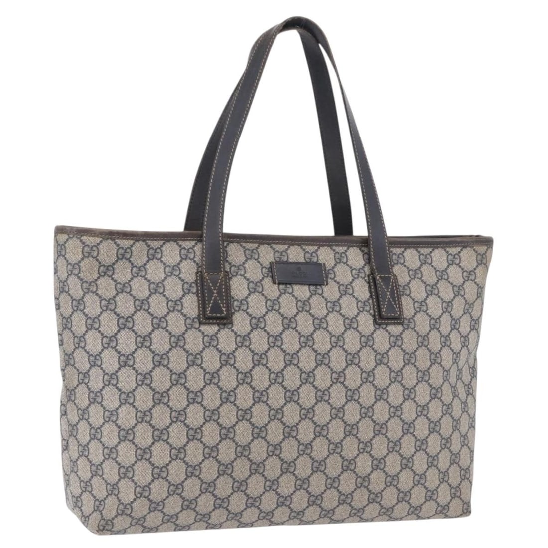 Gucci 211137 Navy Silver PVC Leather Tote Bag: Gucci 211137 Navy Silver PVC Leather Tote Bag Gucci GG Supreme tote bag in navy and silver PVC leather. This women's tote is made in Italy and features a spacious everyday silhouette with dual handles