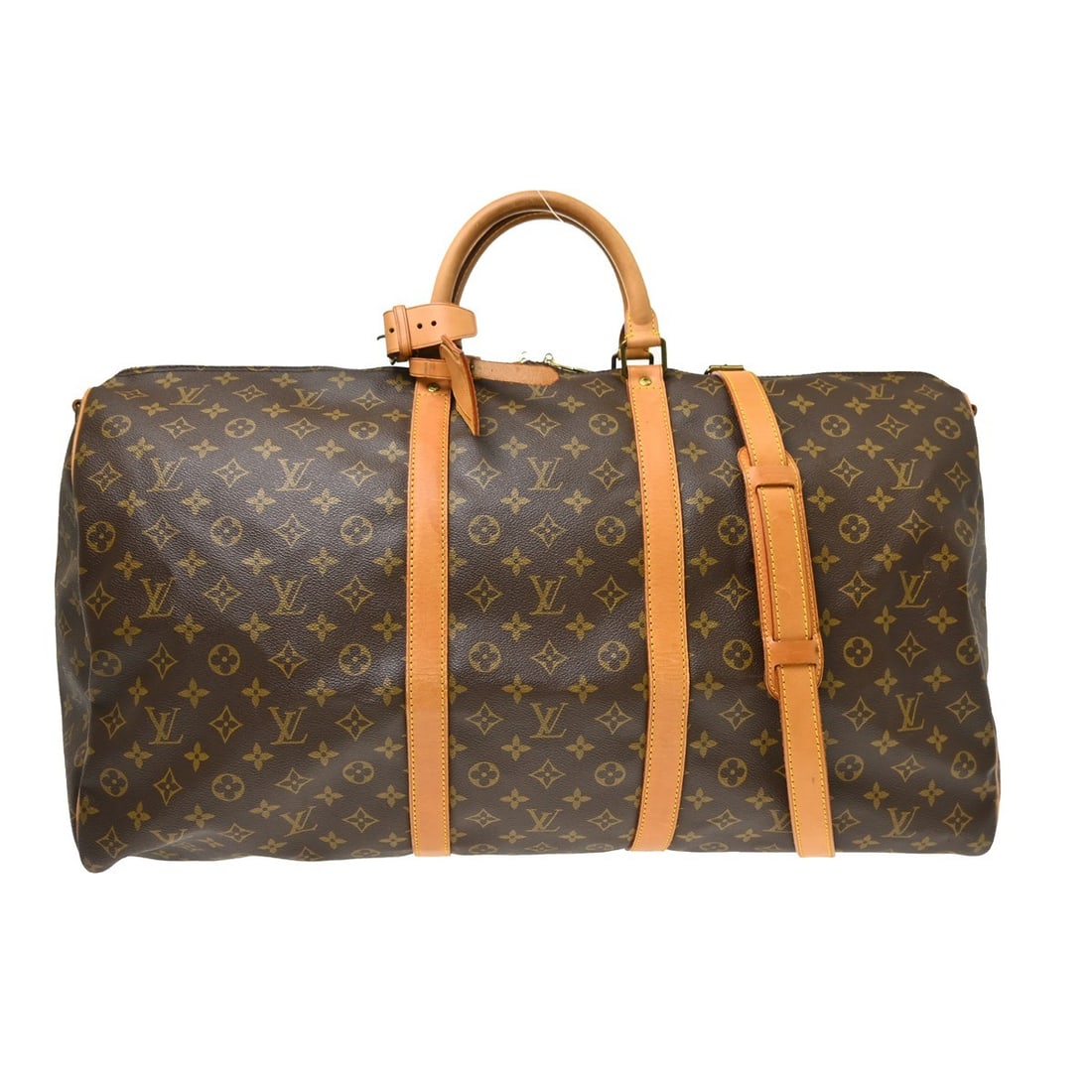 Louis Vuitton Keepall Bandouliere 60 Monogram Duffle Bag M41412: Louis Vuitton Keepall Bandouliere 60 Monogram Duffle Bag M41412 Vintage Louis Vuitton Keepall Bandouliere 60 duffle bag in brown Monogram canvas with leather trim. Designed with a zip closure, double 