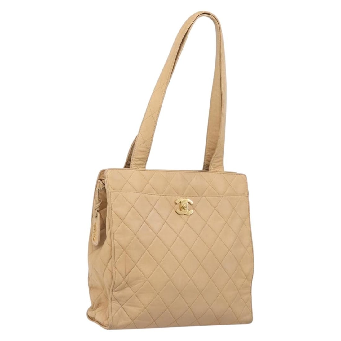 CHANEL CC Beige Lamb Skin Shoulder Bag Gold Tone: CHANEL CC Beige Lamb Skin Shoulder Bag Gold Tone CHANEL Matelasse shoulder bag in beige lamb skin with gold-tone CC detailing. Made in Italy for women, this shoulder bag includes only the item shown a