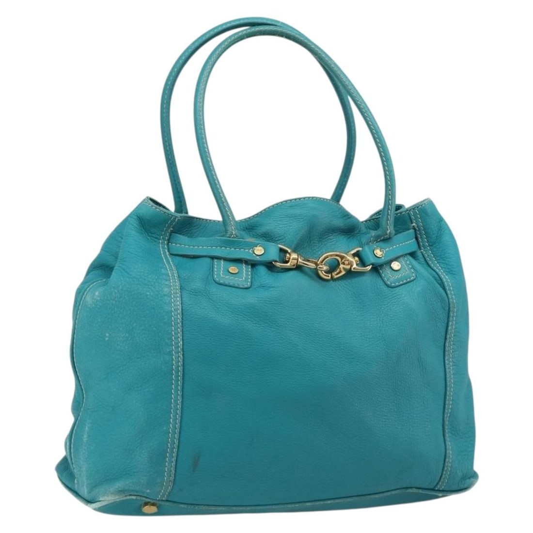 CELINE Blue Leather Tote Bag Gold Tone Italy: CELINE Blue Leather Tote Bag Gold Tone Italy Celine leather tote bag in blue with gold-tone accents, made in Italy. This women's tote features a spacious everyday silhouette and includes only the item