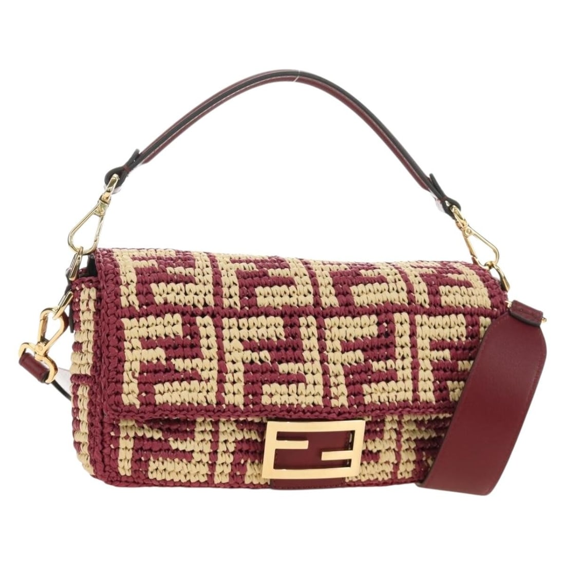 Fendi Mamma Baguette 2way Shoulder Bag Zucca Canvas Beige Gold: Fendi Mamma Baguette 2way Shoulder Bag Zucca Canvas Beige Gold FENDI Mamma Baguette shoulder bag in beige and gold Zucca canvas with a 2-way design. Made in Italy, this women's bag includes a dust bag