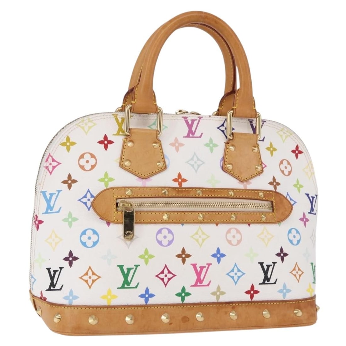Louis Vuitton M92647 Alma Hand Bag White Monogram Multicolor Canvas: Louis Vuitton M92647 Alma Hand Bag White Monogram Multicolor Canvas Louis Vuitton Alma handbag in white Monogram Multicolor canvas. This women's handbag was made in France and is offered without the o