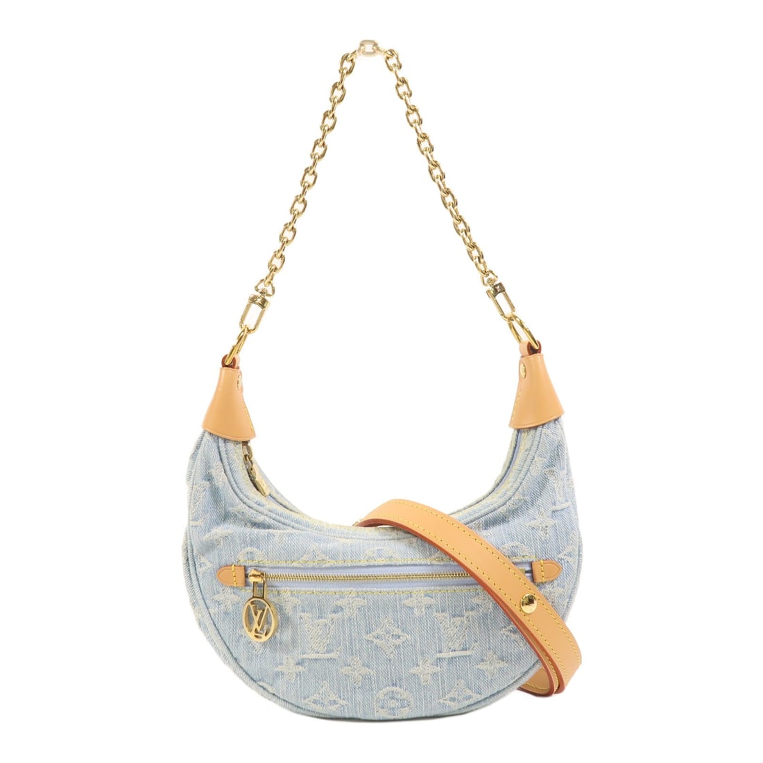 Louis Vuitton M24846 Loop Chain 2 Way Shoulder Bag Monogram Denim Blue: Louis Vuitton M24846 Loop Chain 2 Way Shoulder Bag Monogram Denim Blue Louis Vuitton Loop Chain 2-way shoulder bag in blue Monogram denim with a chain-accent design. This women's bag features multiple