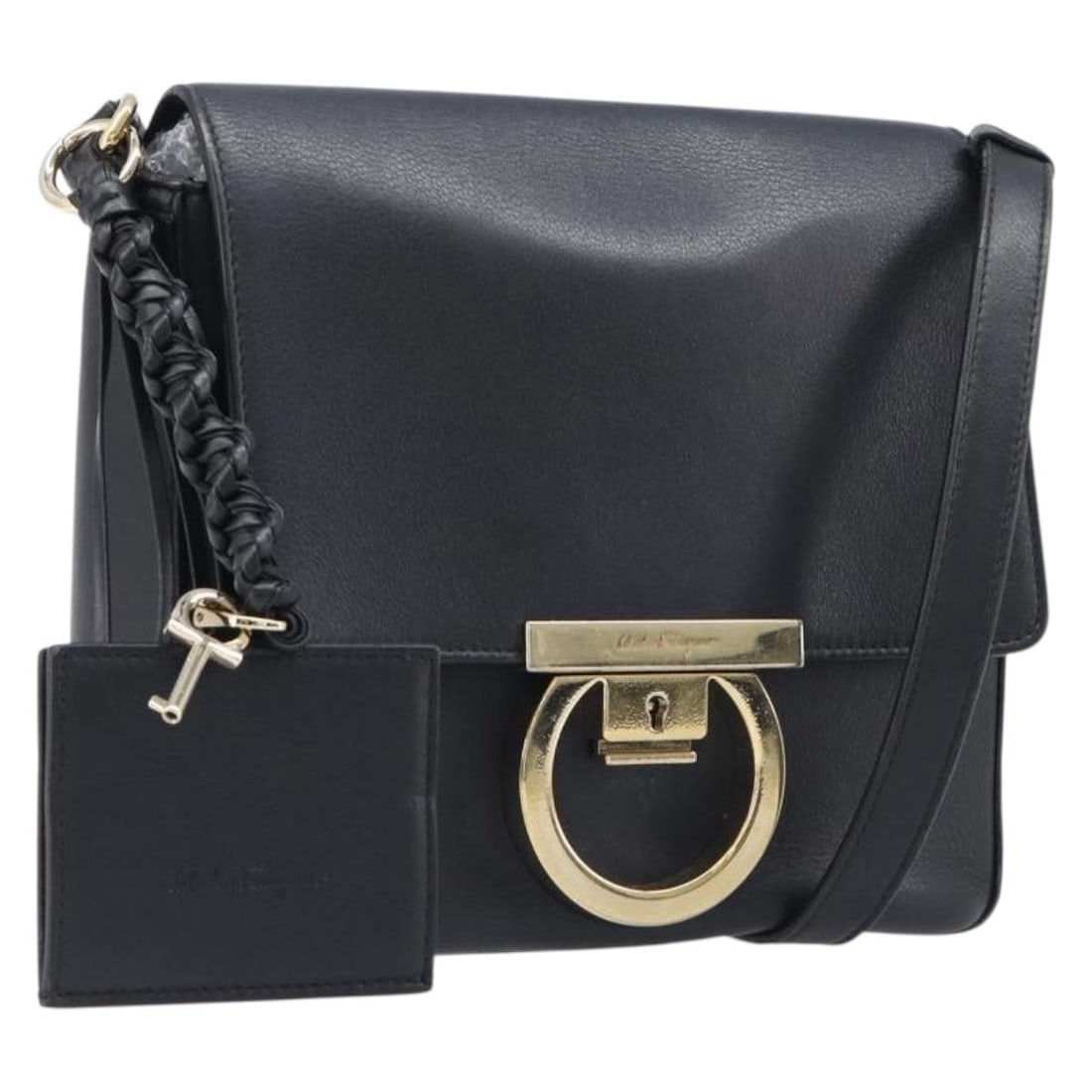 Black Leather Shoulder Bag Salvatore Ferragamo with Mirror 199863A (1 of 18)