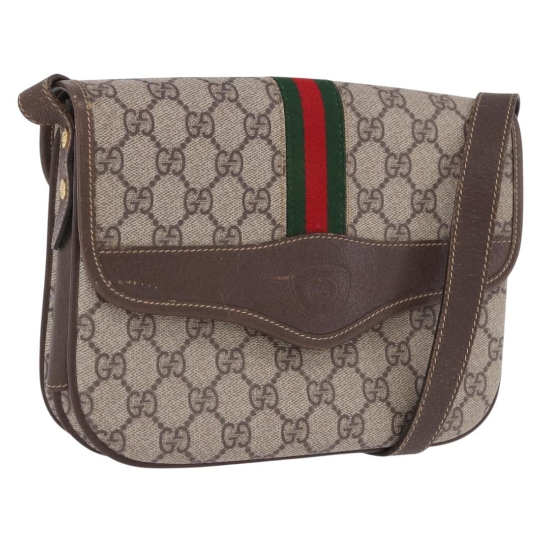 GUCCI Sherry Line GG Supreme Beige PVC Shoulder Bag 001 113 6862: GUCCI Sherry Line GG Supreme Beige PVC Shoulder Bag 001 113 6862 Gucci shoulder bag in beige PVC leather from the GG Supreme Web Sherry Line. Made in Italy, this women's bag features a compact profile