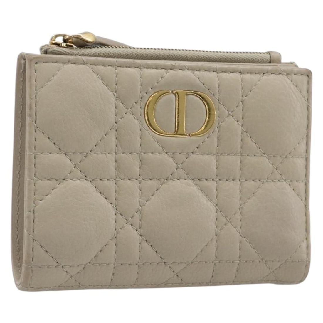 Christian Dior Caro Cannage Lamb Skin Wallet Beige Gold: Christian Dior Caro Cannage Lamb Skin Wallet Beige Gold Christian Dior Cannage Caro Dahlia wallet in beige lamb skin with gold-tone accents. Made in Italy, this women's wallet includes a dust bag and 