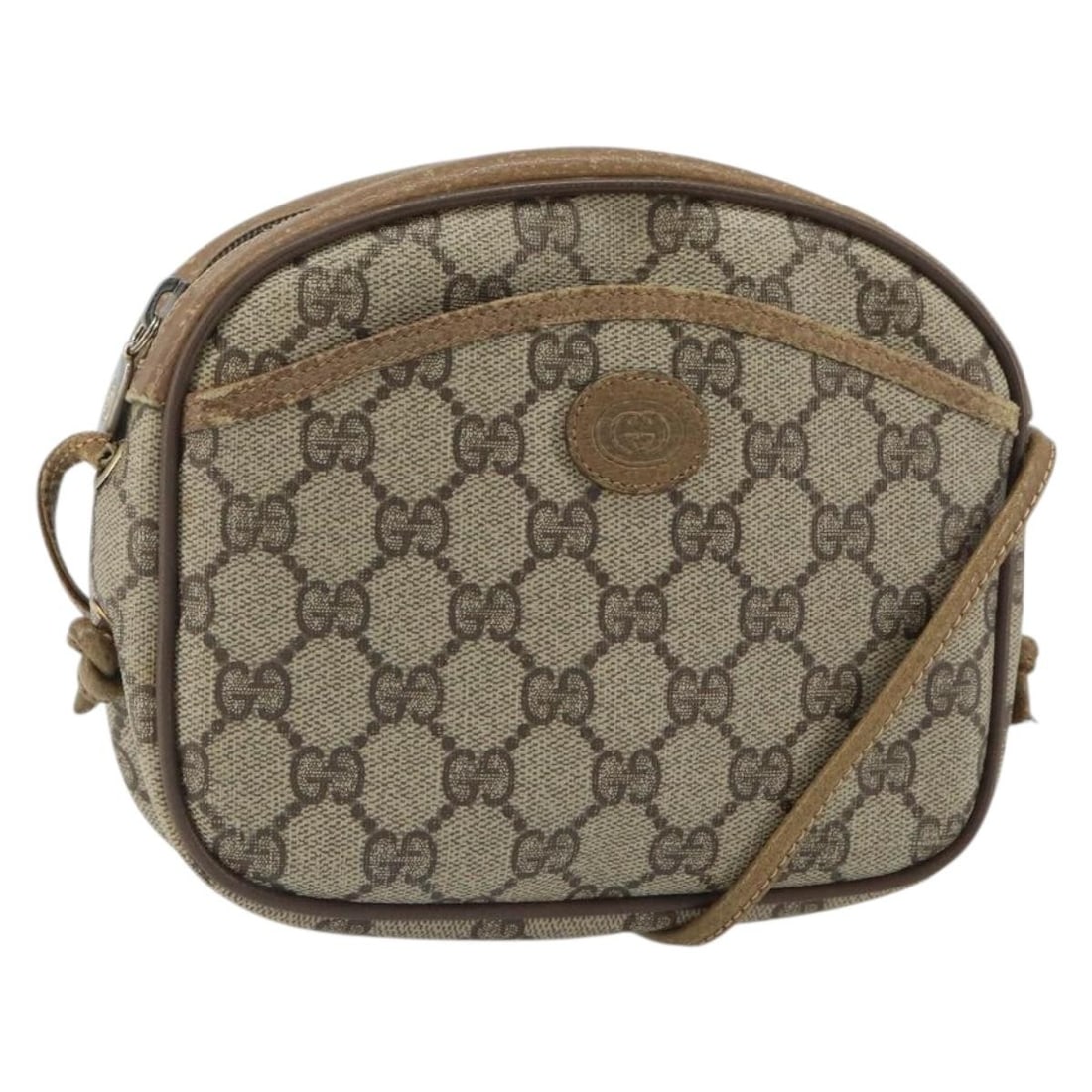 GUCCI GG Supreme PVC Leather Shoulder Bag Beige Gold: GUCCI GG Supreme PVC Leather Shoulder Bag Beige Gold Authentic Gucci GG Supreme shoulder bag in beige and gold with PVC leather and GG canvas construction. This women's bag is made in Italy and featur