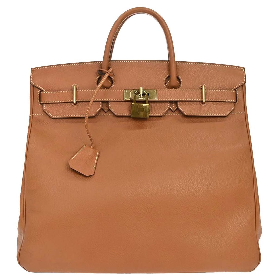 Hermes Haut a Courroies 45 Ardennes Leather Handbag Natural France: Hermes Haut a Courroies 45 Ardennes Leather Handbag Natural France Hermes Haut a Courroies 45 handbag in Natural Ardennes leather, made in France. It features a flap turnlock closure, double handles, 