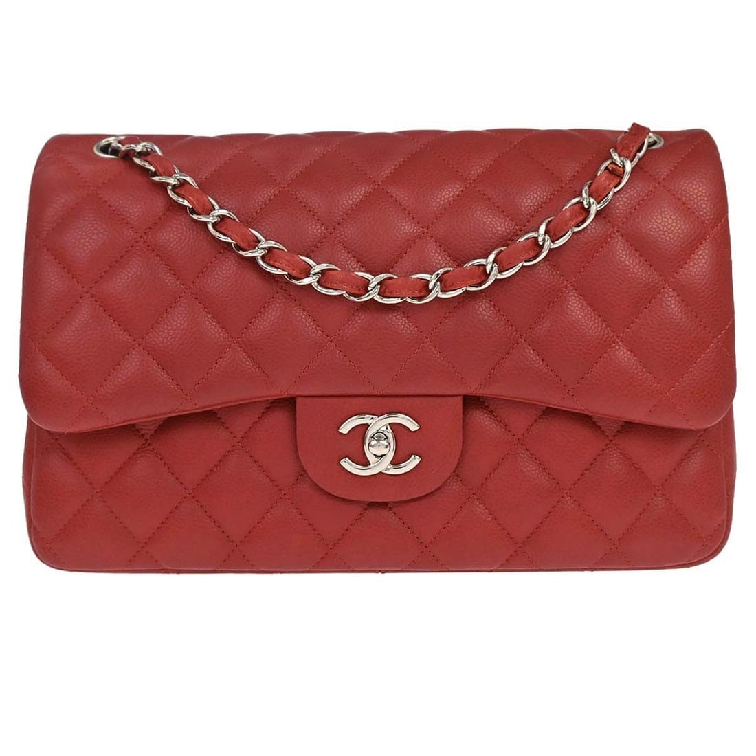 CHANEL Classic Double Flap Jumbo Shoulder Bag Brown Caviar Leather: CHANEL Classic Double Flap Jumbo Shoulder Bag Brown Caviar Leather Chanel Jumbo Classic Double Flap shoulder bag in brown caviar skin leather with a turn-lock closure and shoulder strap. This women's 