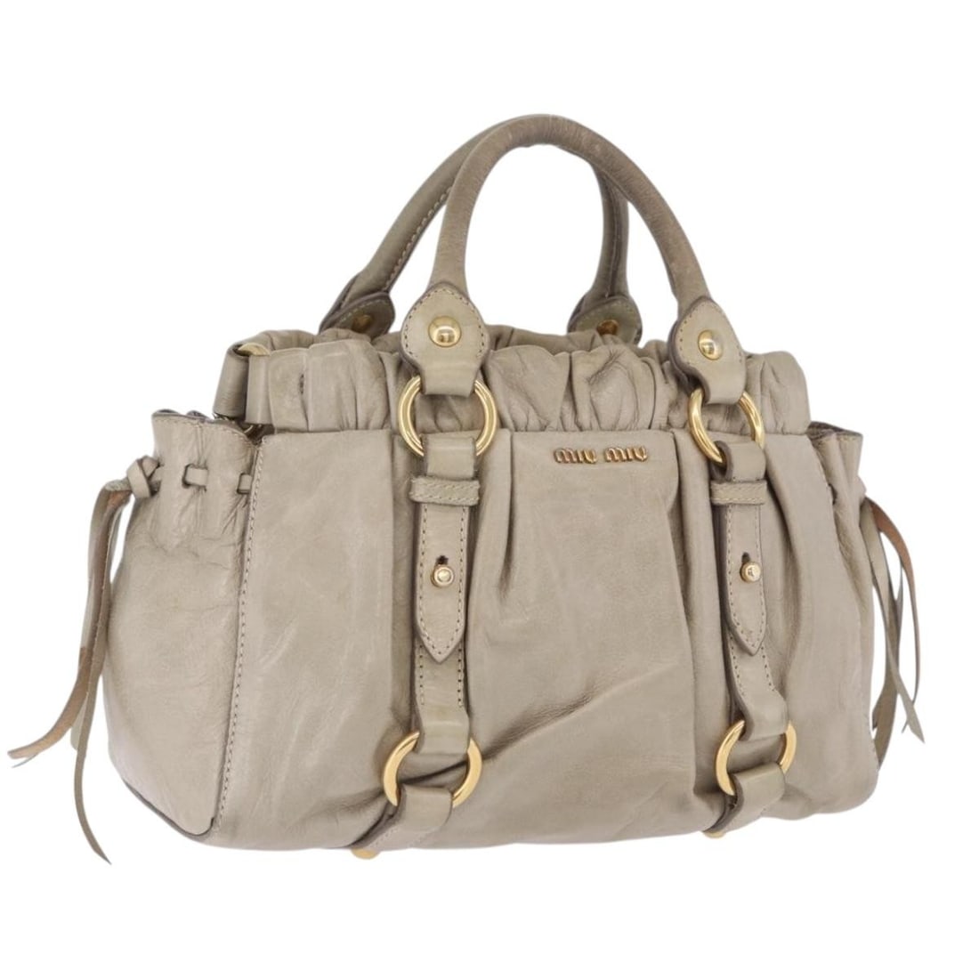 Miu Miu Vitello Lux Beige Leather 2way Handbag (1 of 18)