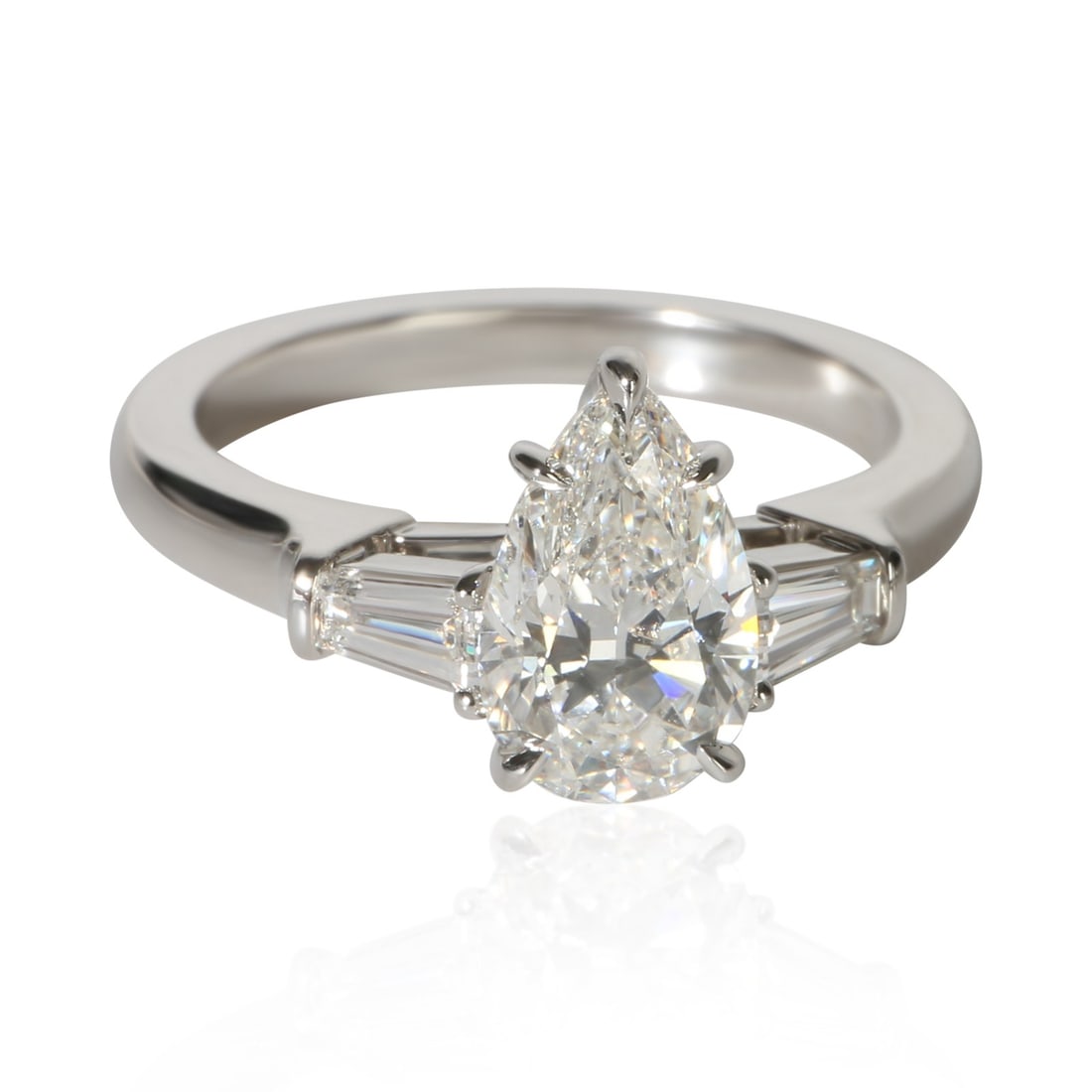 Harry Winston Classic Pear Diamond Engagement Ring 1.04 ct Platinum (1 of 8)