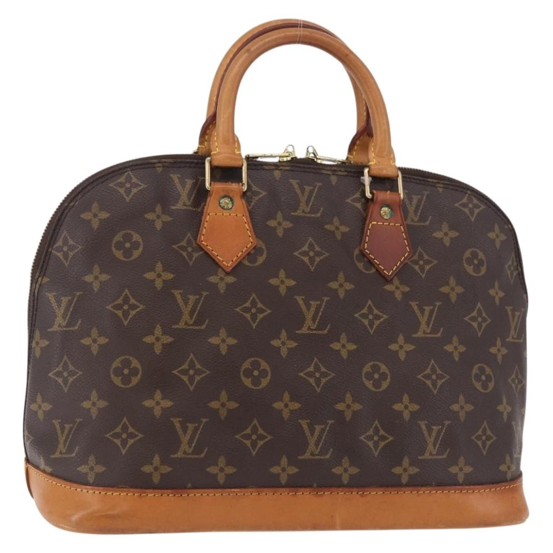 Louis Vuitton Alma M51130 Monogram Canvas Satchel Bag: Louis Vuitton Alma M51130 Monogram Canvas Satchel Bag Louis Vuitton Alma handbag in Monogram canvas, made in France. This women's handbag is a heavily used piece with visible wear throughout, includin