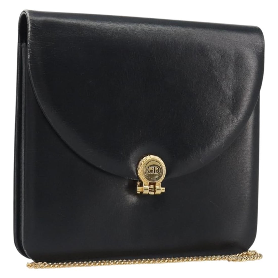 Christian Dior Leather Shoulder Bag Black with Gold Tone Chain: Christian Dior Leather Shoulder Bag Black with Gold Tone Chain Christian Dior chain shoulder bag in black leather with gold tone accents. Made in France, this women's shoulder bag has a compact silhou