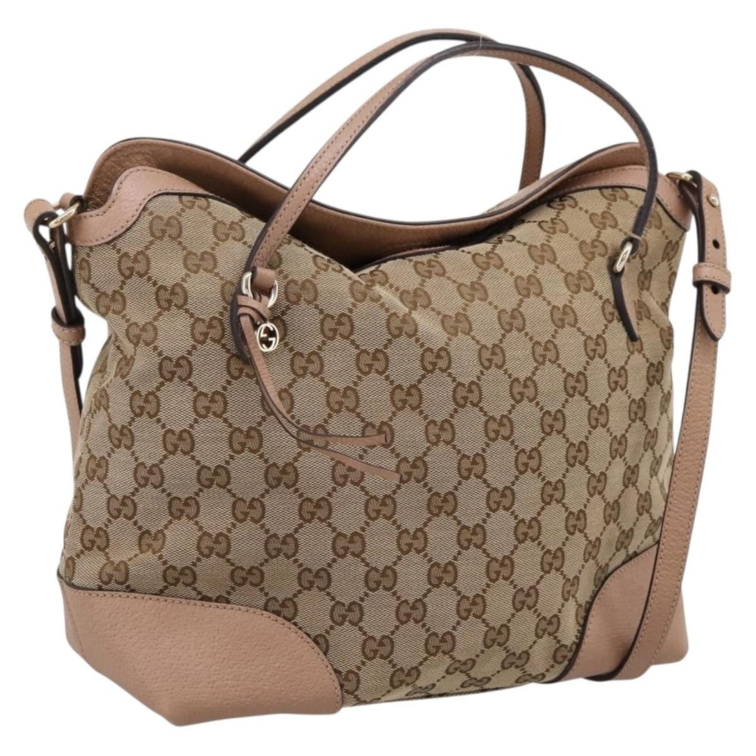 GUCCI 353120 GG Canvas 2 Way Handbag Beige Gold Strap: GUCCI 353120 GG Canvas 2 Way Handbag Beige Gold Strap Gucci 2-way handbag in beige and gold GG canvas with dual carry options and an included shoulder strap. Made in Italy, this women's bag shows heav