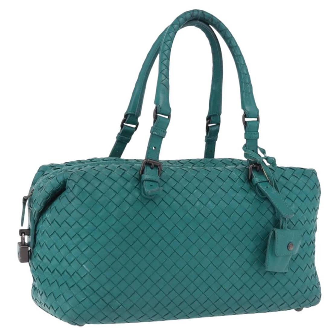 Bottega Veneta 173398 Intrecciato Leather Handbag Green Italy: Bottega Veneta 173398 Intrecciato Leather Handbag Green Italy Bottega Veneta Intrecciato leather handbag in green, designed for women and made in Italy. Includes a padlock, one key, and clochette. Con