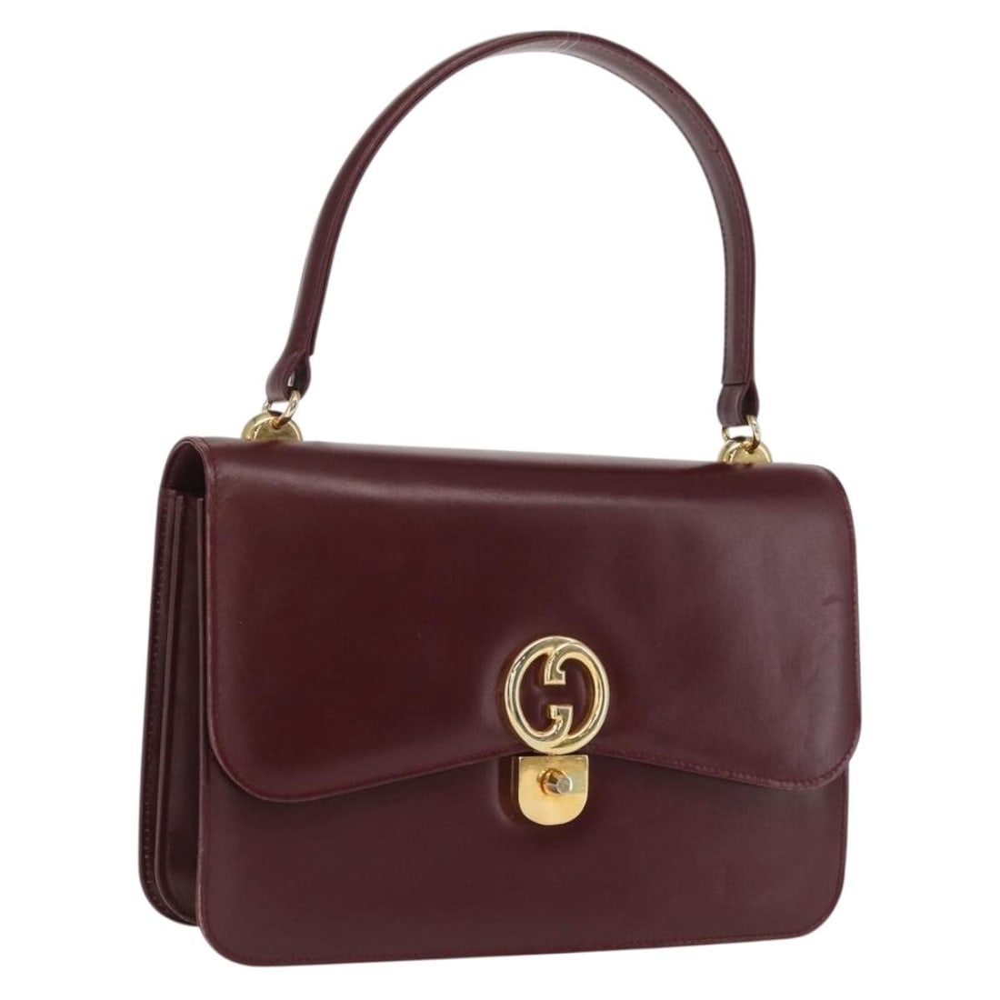 Gucci Leather Hand Bag Bordeaux Gold Tone Italy: Gucci Leather Hand Bag Bordeaux Gold Tone Italy Gucci leather handbag in bordeaux with gold-tone accents, made in Italy. This women's handbag has a structured everyday size and includes only the item 