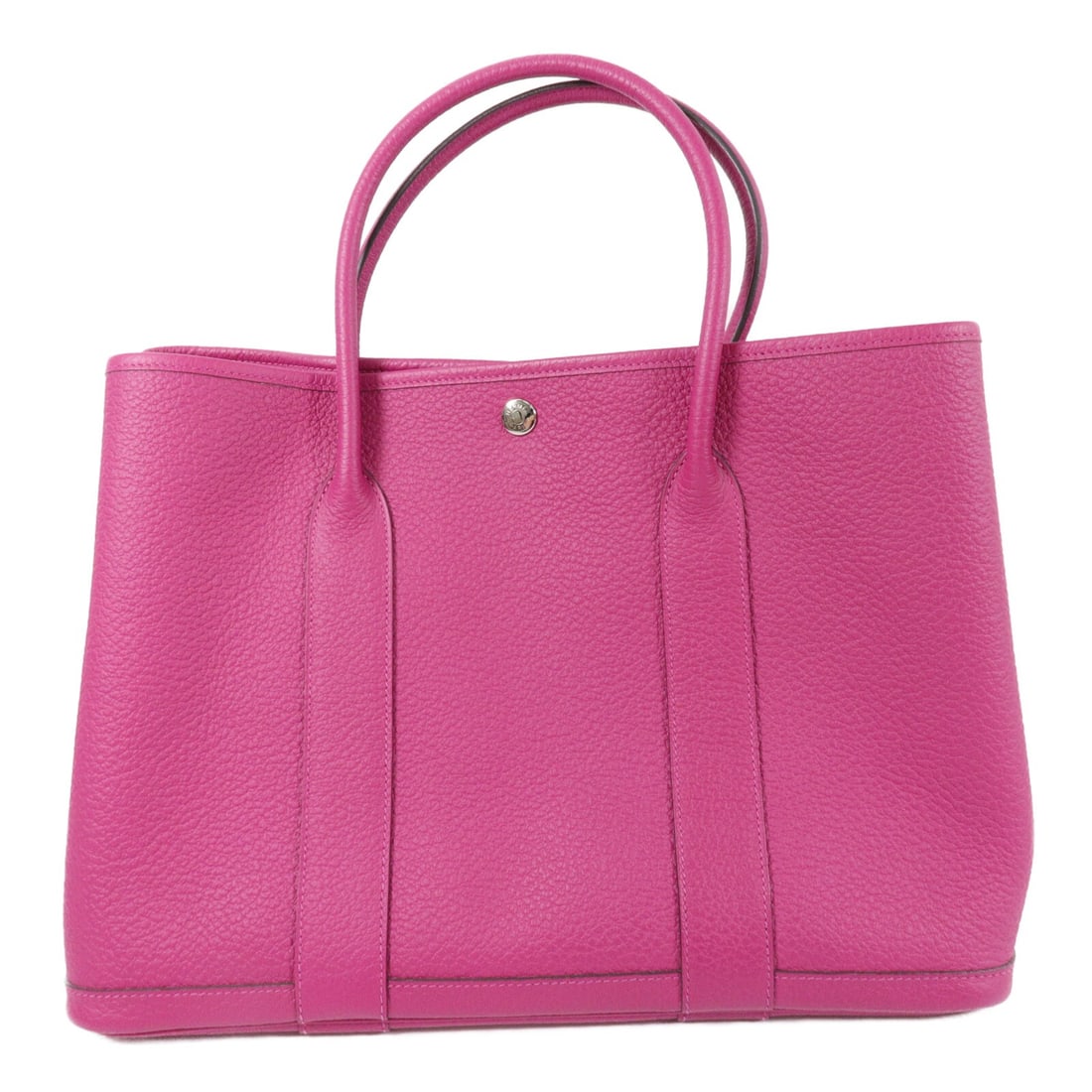 Hermes Garden Party PM Calfskin Handbag Rose Pourpre Pink PHW: Hermes Garden Party PM Calfskin Handbag Rose Pourpre Pink PHW Hermes Garden Party PM handbag in Rose Pourpre pink Country leather with palladium-tone hardware. This women's handbag features an open to