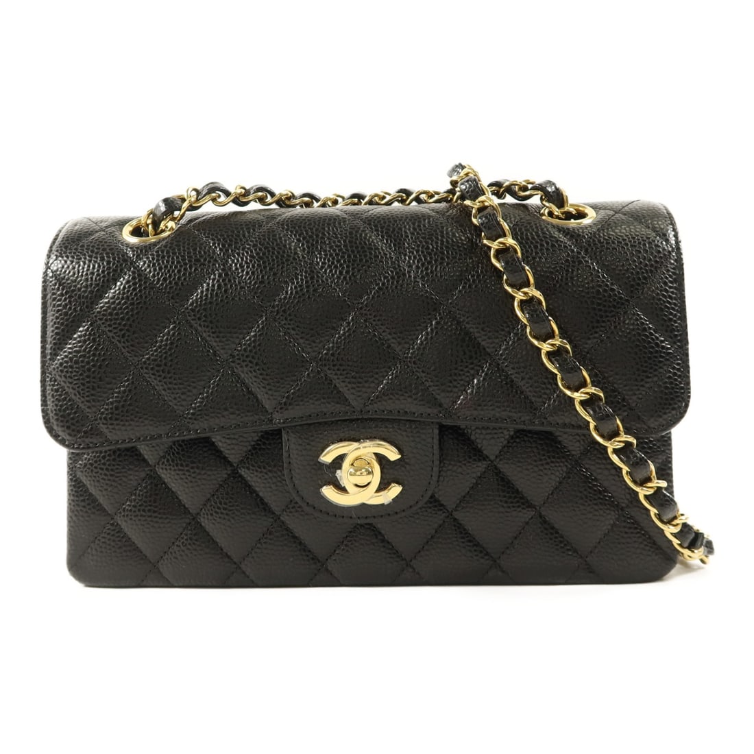 CHANEL A01113 Classic 23 Shoulder Bag Black Calfskin GHW: CHANEL A01113 Classic 23 Shoulder Bag Black Calfskin GHW Classic Chanel CC chain shoulder bag in black calfskin leather with black and gold-tone detailing. This women's shoulder bag features a turn-lo