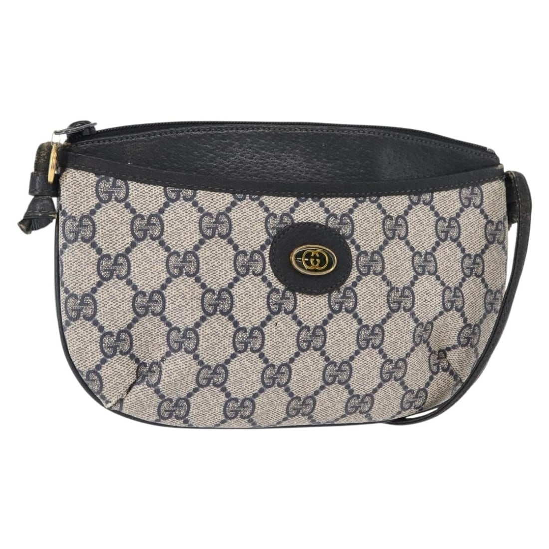 GUCCI 904 02 020 GG Supreme PVC Leather Shoulder Bag Navy Gold: GUCCI 904 02 020 GG Supreme PVC Leather Shoulder Bag Navy Gold Authentic Gucci GG Supreme shoulder bag in navy and gold PVC leather with GG canvas. This women's bag features a slim profile and shoulde
