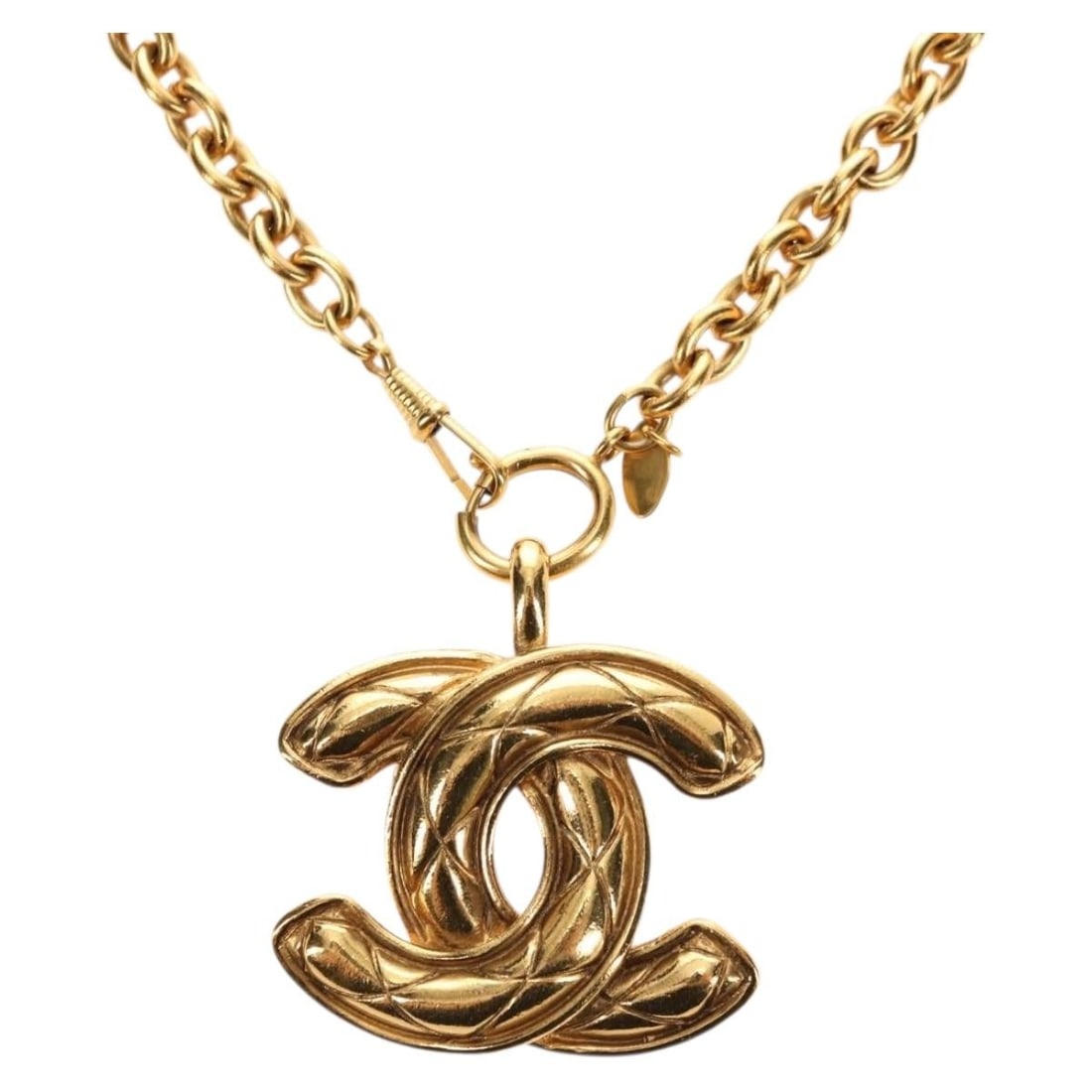 CHANEL Gold Tone Metal CC Necklace France: CHANEL Gold Tone Metal CC Necklace France Gold tone CHANEL necklace made of metal, designed for women and made in France. It measures approximately 91 cm (35.8 inches) in total length and includes the