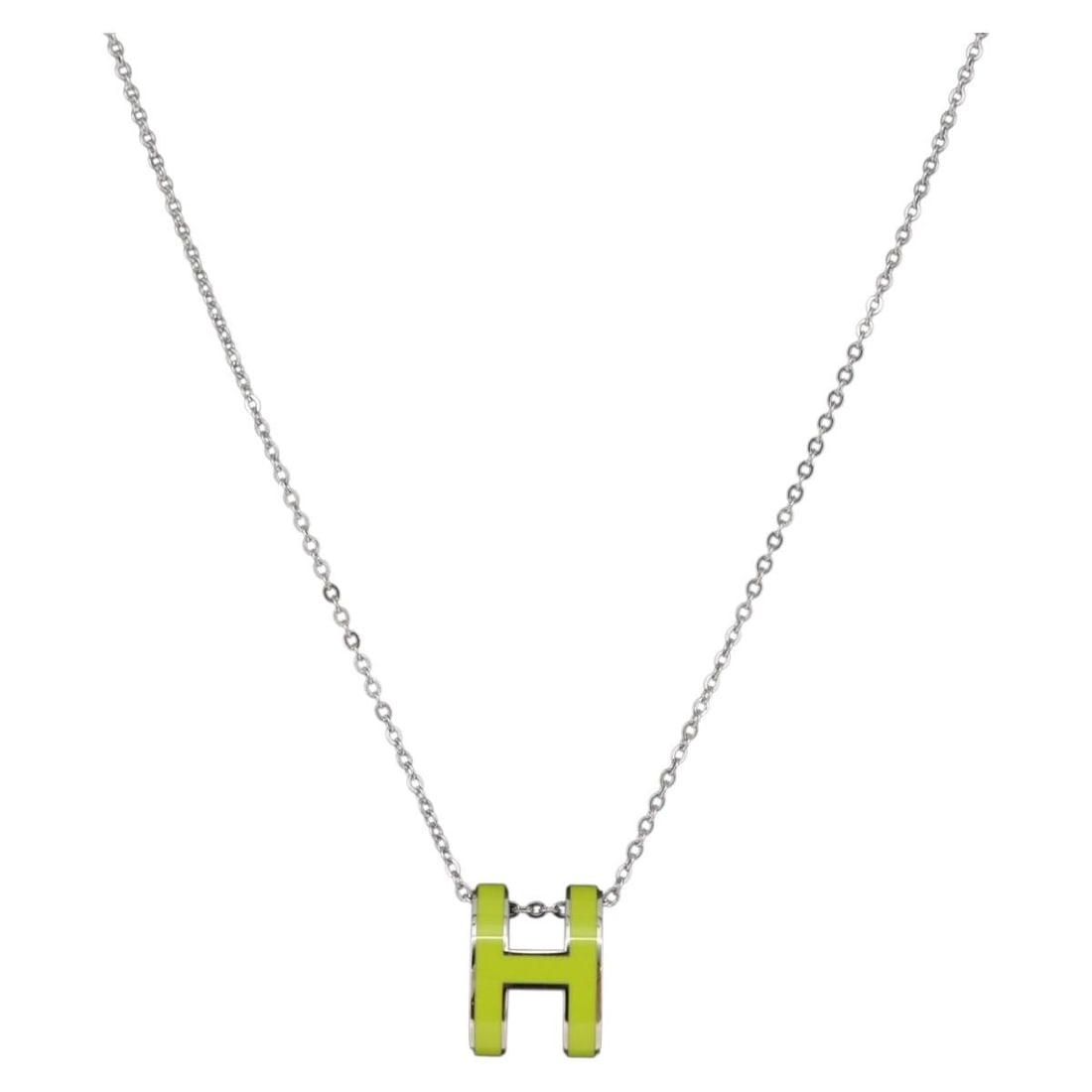 HERMES Pop Ash Silver Metal Necklace with Box: HERMES Pop Ash Silver Metal Necklace with Box Hermes Pop Ash H necklace in silver-tone metal with a clean, refined look. Made in France, this women's necklace includes the item box and is in excellent