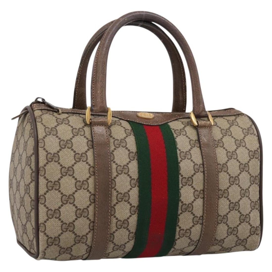 GUCCI Sherry Line GG Supreme PVC Hand Bag Beige Gold: GUCCI Sherry Line GG Supreme PVC Hand Bag Beige Gold Gucci GG Supreme Web Sherry Line handbag in beige and gold PVC leather with GG canvas. Made in Italy, this women's handbag includes only the item s