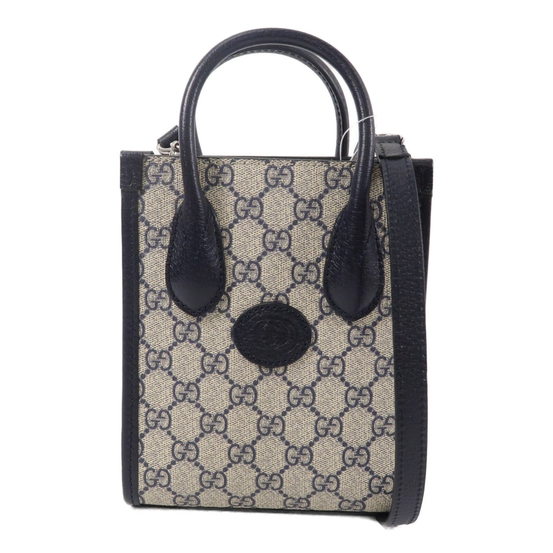 GUCCI 671623 GG Supreme 2 Way Shoulder Bag Navy Coated Canvas: GUCCI 671623 GG Supreme 2 Way Shoulder Bag Navy Coated Canvas Gucci 2-way shoulder bag in navy GG Supreme PVC coated canvas, model 671623. Designed for women, it features a regular size profile with a