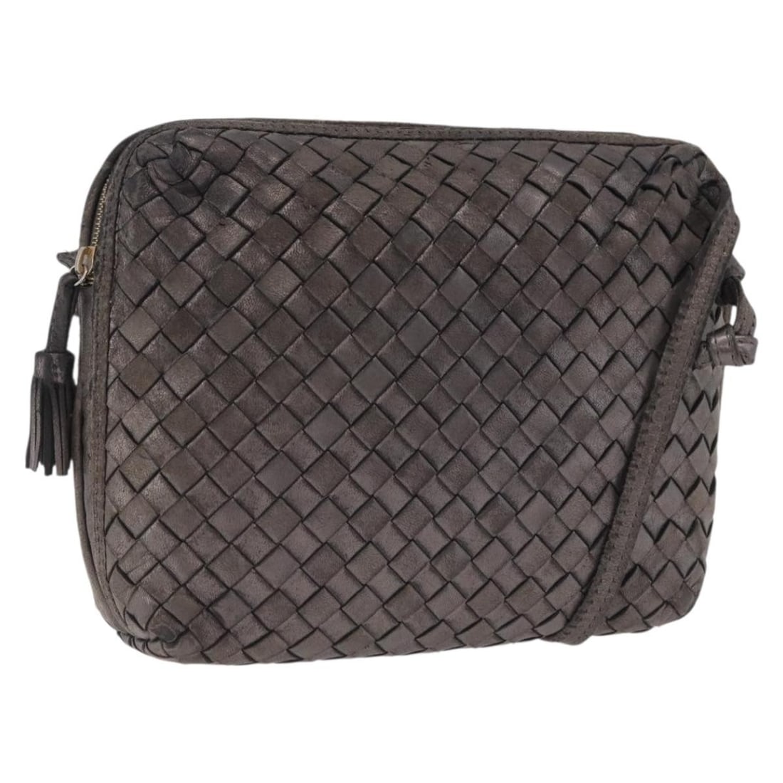 Bottega Veneta Intrecciato Leather Shoulder Bag Silver Gold Tone: Bottega Veneta Intrecciato Leather Shoulder Bag Silver Gold Tone Bottega Veneta Intrecciato shoulder bag in leather with a silver and gold tone finish. Made in Italy, this women's bag features a compa