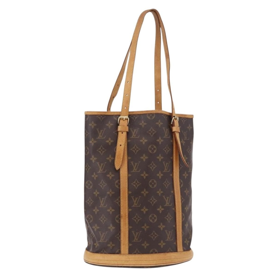 Louis Vuitton M42236 Monogram Canvas GM Bucket Shoulder Bag: Louis Vuitton M42236 Monogram Canvas GM Bucket Shoulder Bag Louis Vuitton Monogram Bucket GM shoulder bag in Monogram canvas, model M42236, made in France. This women's bag shows heavy use with notabl