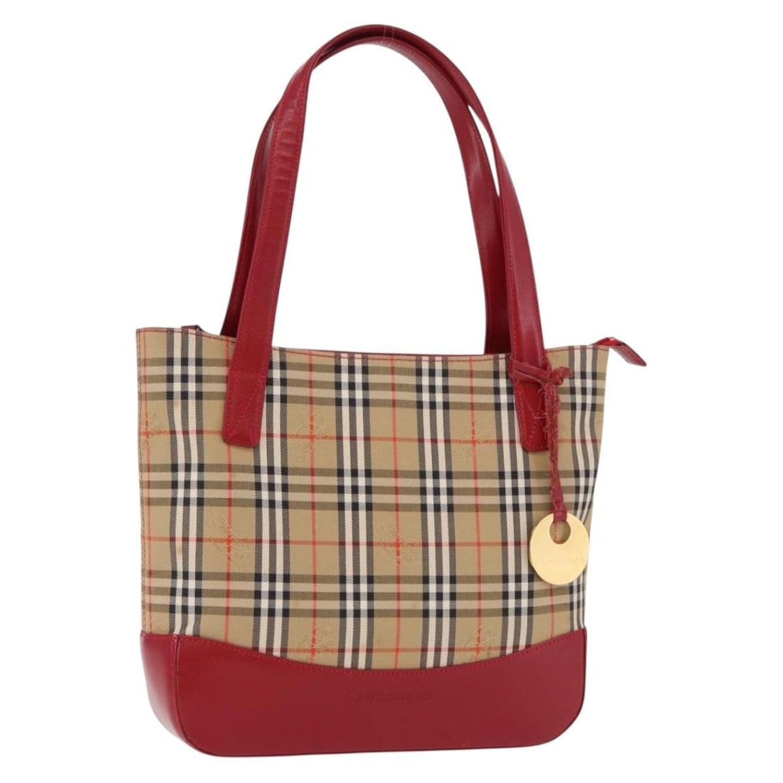 Burberry Nova Check Canvas Handbag Beige Gold: Burberry Nova Check Canvas Handbag Beige Gold Burberry women's handbag in beige and gold canvas with the brand's Nova Check design. This pre-owned bag shows heavy use, including loss of shape, rubbing