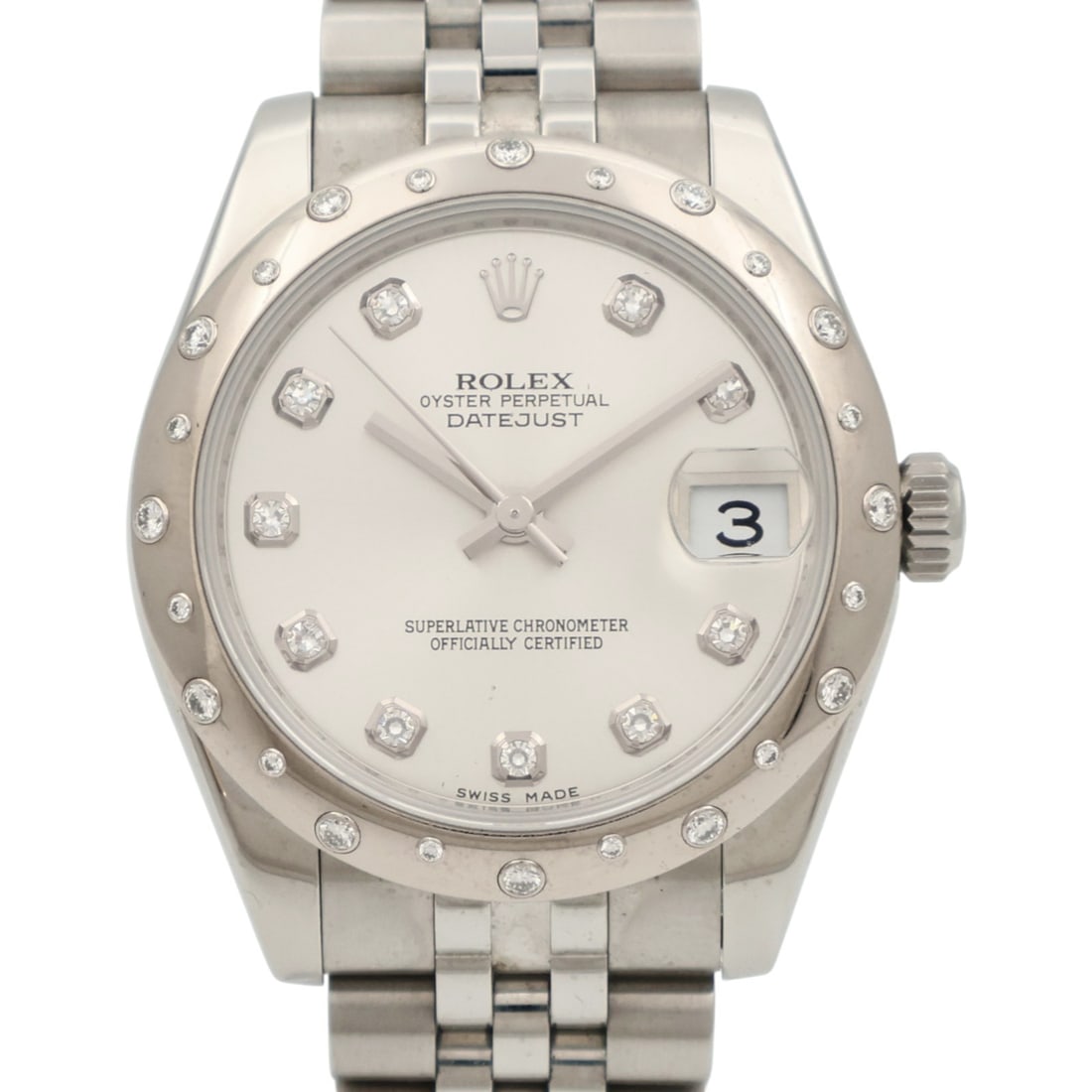 ROLEX 178344G Datejust ladies automatic stainless steel diamond watch (1 of 14)