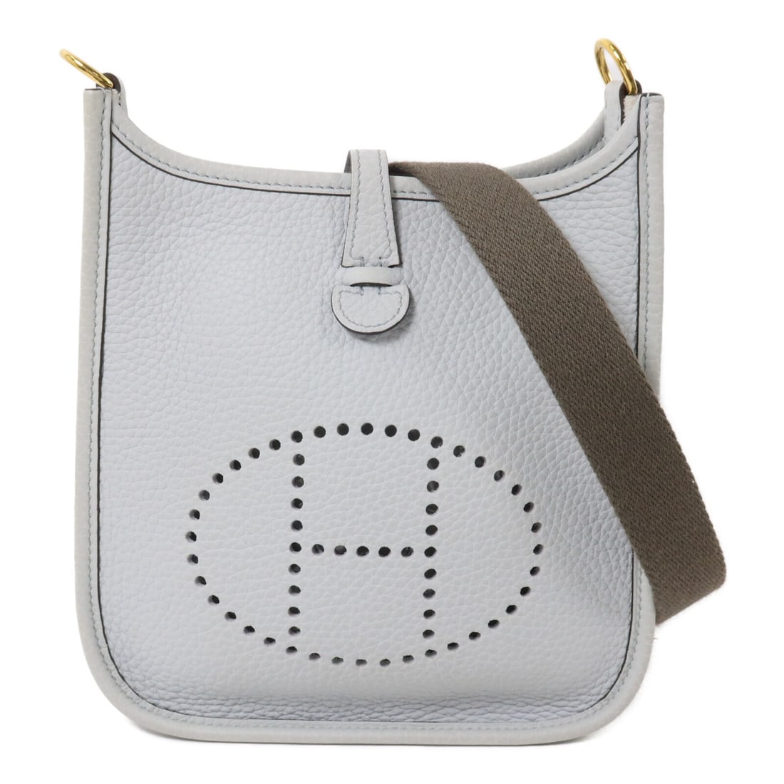 Hermes Evelyne TPM Taurillon Clemence Shoulder Bag Bleu Pale: Hermes Evelyne TPM Taurillon Clemence Shoulder Bag Bleu Pale Hermes Evelyne TPM shoulder bag in Bleu Pale Taurillon Clemence leather. This women's shoulder bag is made in France and includes a shoulde