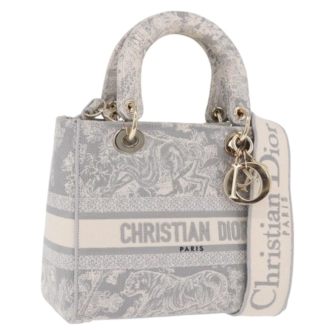 Christian Dior Lady Delight 2way Canvas Handbag Gray Gold: Christian Dior Lady Delight 2way Canvas Handbag Gray Gold Christian Dior Lady Delight 2-way handbag in gray and gold canvas, designed for women and made in Italy. This bag includes a shoulder strap, c