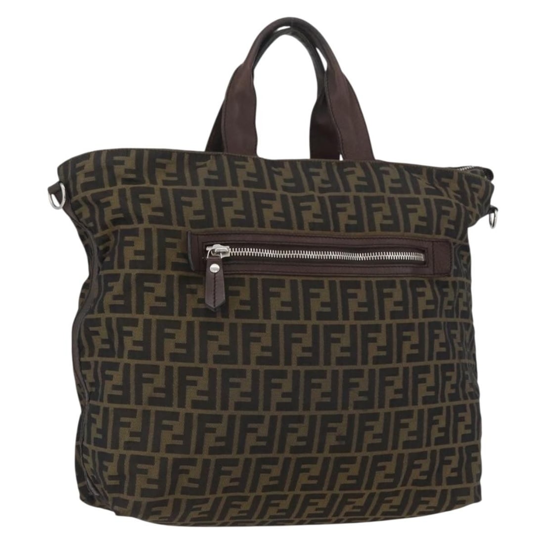 FENDI Zucca Canvas Tote Handbag Black Brown Italy: FENDI Zucca Canvas Tote Handbag Black Brown Italy Authentic FENDI handbag in black and brown Zucca canvas, made in Italy. This women's bag has a structured everyday silhouette and is offered without t