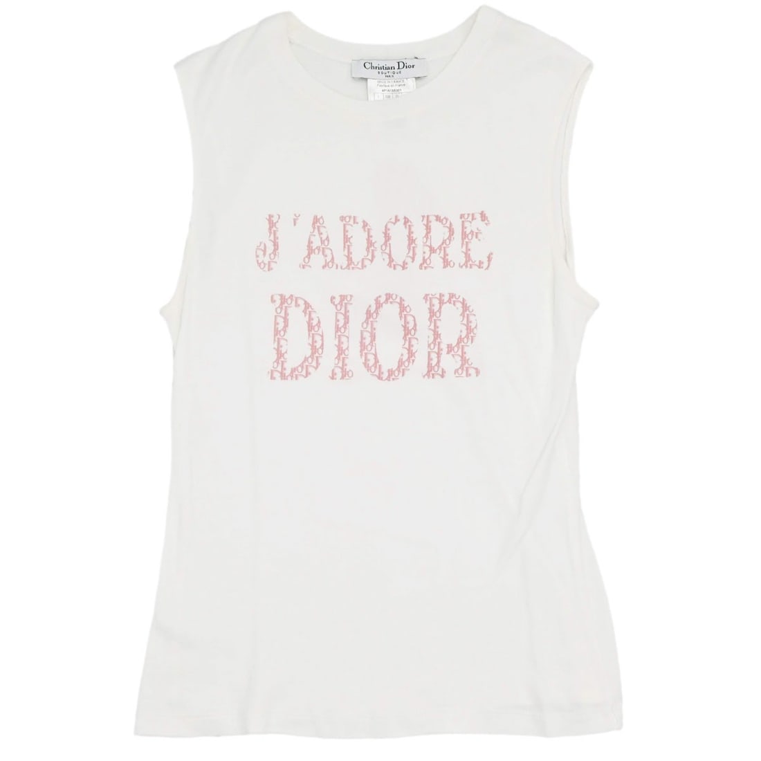 Dior Trotter Logo Cotton Sleeveless Tank Top White FR 38: Dior Trotter Logo Cotton Sleeveless Tank Top White FR 38 This Christian Dior women's tank top features a round neck, sleeveless design, and regular fit. It is made from 100% cotton and presented in wh