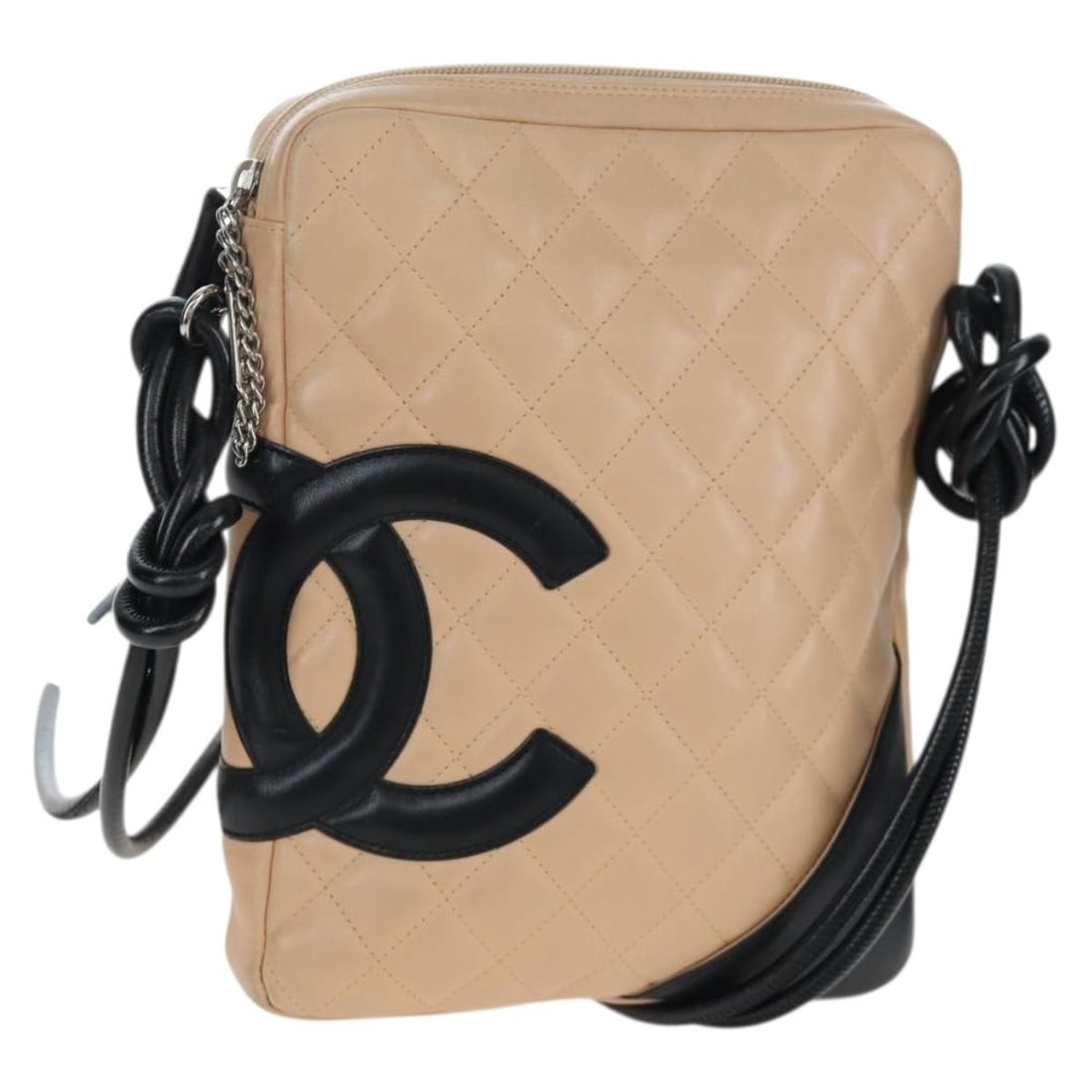 CHANEL Cambon Line Matelasse Leather Shoulder Bag Beige Silver: CHANEL Cambon Line Matelasse Leather Shoulder Bag Beige Silver CHANEL Matelasse Cambon Line shoulder bag in beige and silver leather. This women's shoulder bag is made in Italy and includes only the b