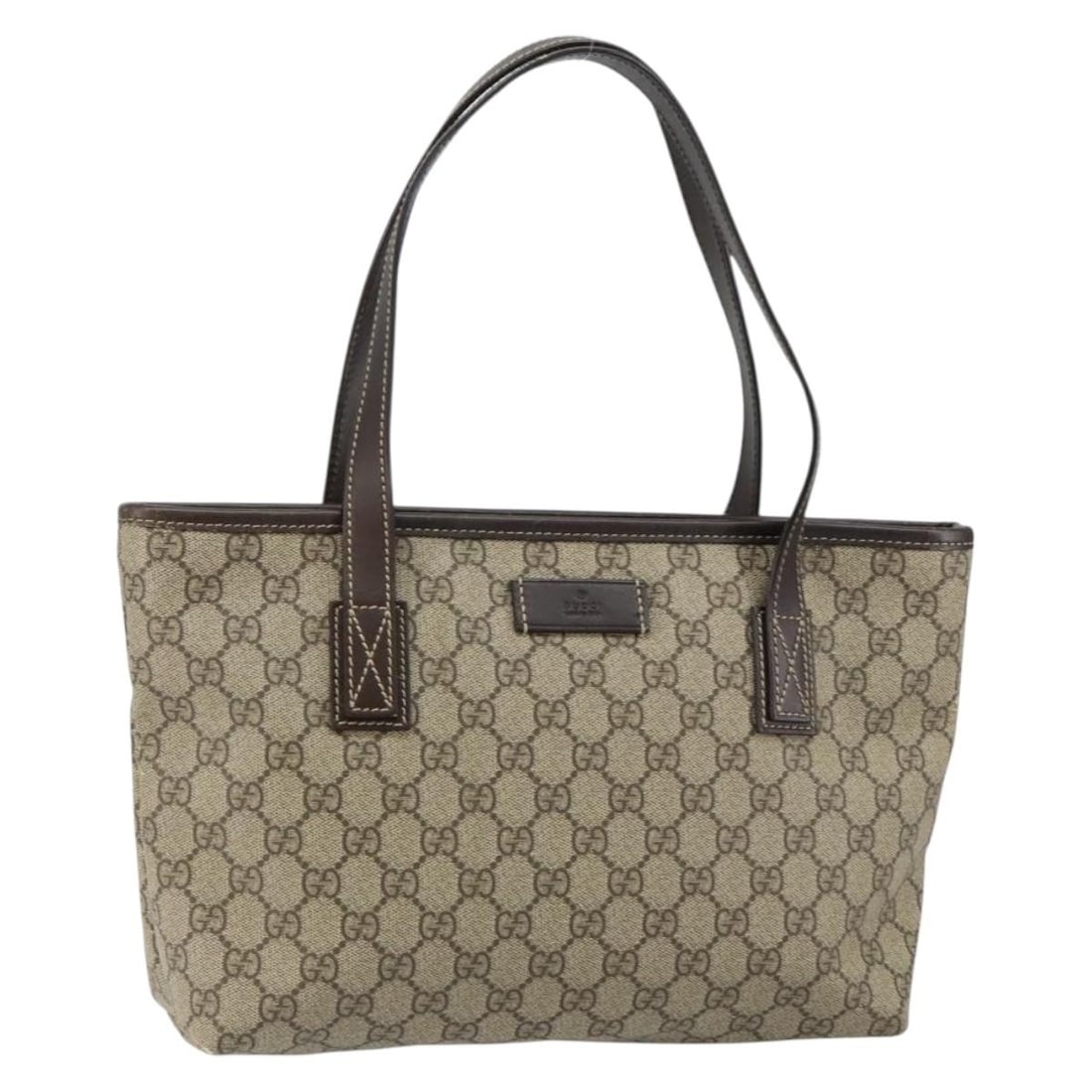 GUCCI GG Supreme PVC Leather Tote Handbag Beige Italy: GUCCI GG Supreme PVC Leather Tote Handbag Beige Italy Authentic Gucci GG Supreme tote bag in beige PVC leather and GG canvas. Made in Italy, this women's tote has a structured everyday silhouette with