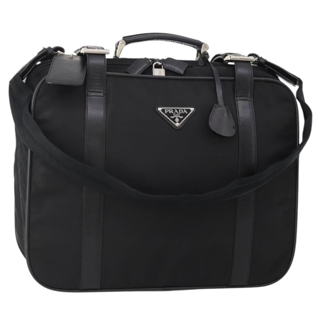 PRADA 2way Boston Bag Black Nylon with Padlock Strap (1 of 18)