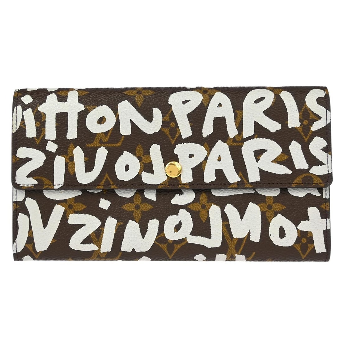 Louis Vuitton Porte Monnaie Credit Wallet Monogram Graffiti Canvas M92189: Louis Vuitton Porte Monnaie Credit Wallet Monogram Graffiti Canvas M92189 Louis Vuitton Monogram Graffiti Porte Monnaie Credit wallet in brown and white Monogram Graffiti canvas with leather trim. Thi