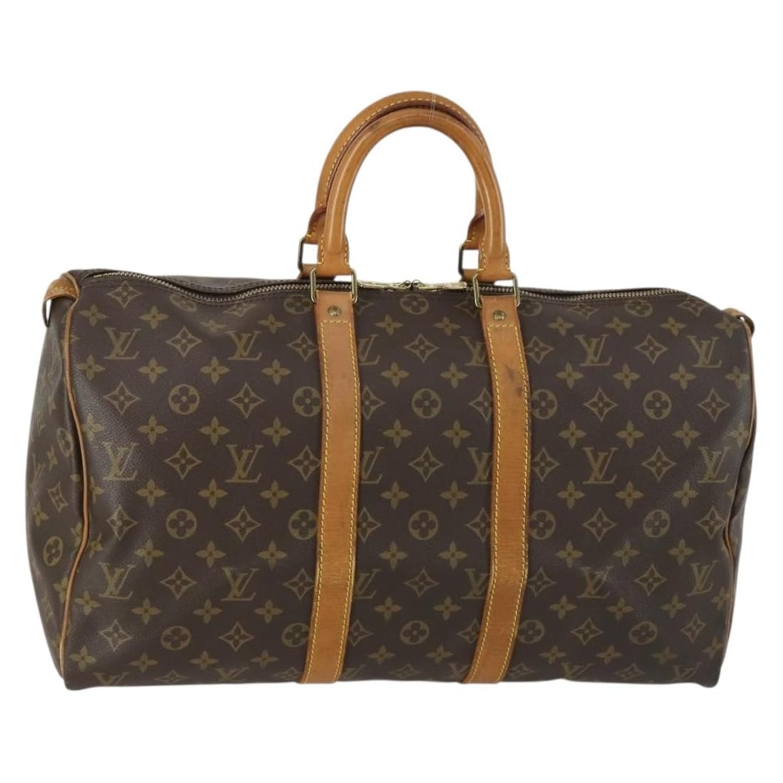 Louis Vuitton M41428 Keepall 45 Monogram Canvas Boston Bag: Louis Vuitton M41428 Keepall 45 Monogram Canvas Boston Bag Louis Vuitton Keepall 45 Boston bag in Monogram canvas, made in France. This pre-owned bag is heavily used and shows visible wear throughout,
