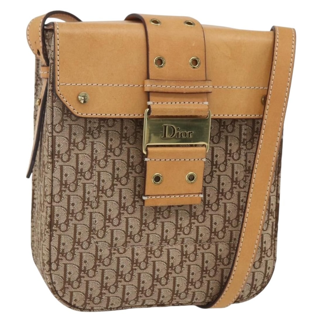 Beige Gold Christian Dior Trotter Canvas Street Chic Shoulder Bag: Beige Gold Christian Dior Trotter Canvas Street Chic Shoulder Bag This is a Christian Dior Trotter Canvas Street Chic Shoulder Bag in beige and gold tones. Crafted in Italy, the bag features the signa