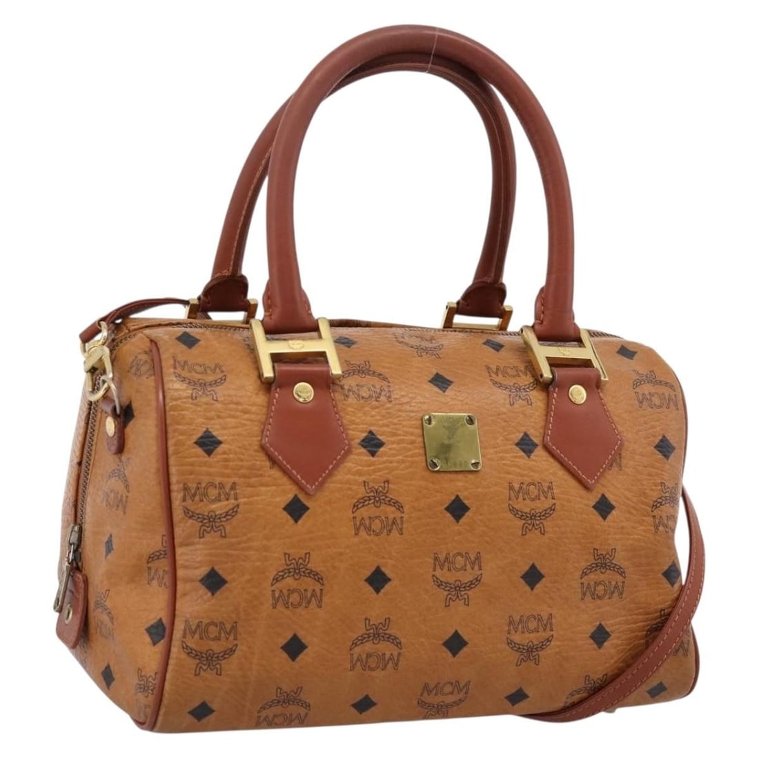MCM Vicetos Logogram 2way Hand Bag Brown PVC Leather Strap: MCM Vicetos Logogram 2way Hand Bag Brown PVC Leather Strap MCM logogram Vicetos 2-way handbag in brown and gold PVC leather. This women's handbag includes a shoulder strap and can be carried by hand o