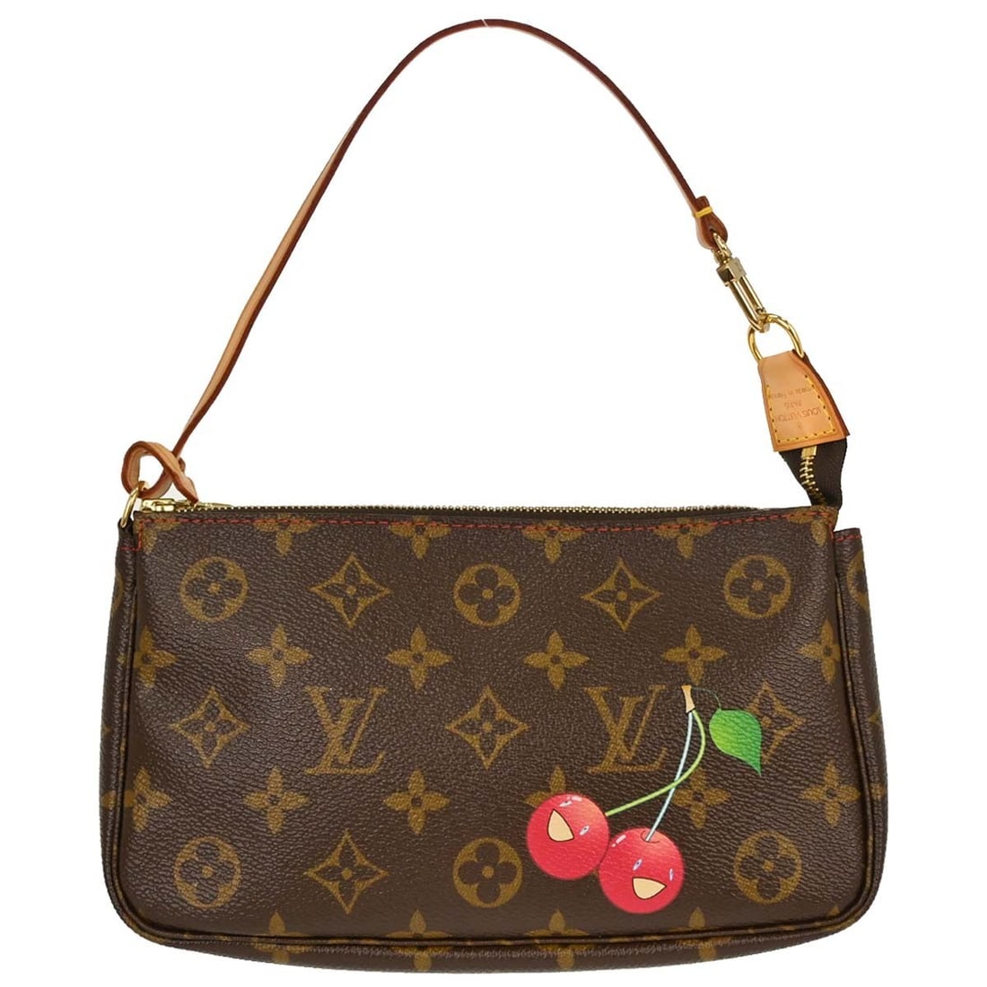 Louis Vuitton Pochette Accessoires M95008 Monogram Cherry Shoulder Bag: Louis Vuitton Pochette Accessoires M95008 Monogram Cherry Shoulder Bag Louis Vuitton Pochette Accessoires handbag in brown Monogram Cherry canvas with leather trim and gold-color hardware. This women'