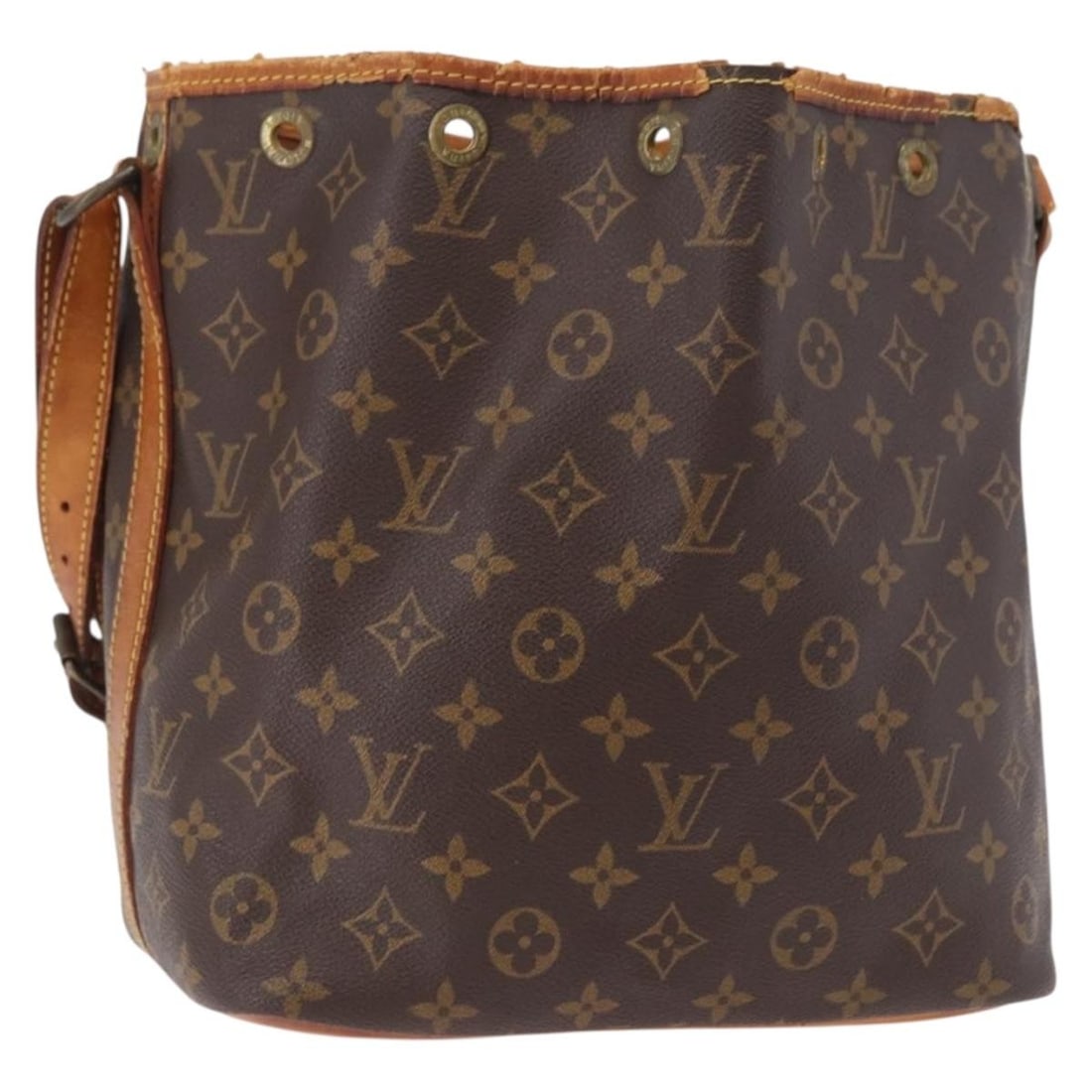 Louis Vuitton M42226 Petit Noe Monogram Canvas Shoulder Bag: Louis Vuitton M42226 Petit Noe Monogram Canvas Shoulder Bag Louis Vuitton Petit Noe shoulder bag in Monogram canvas, made in France. This women's bag is a heavily used piece with visible wear througho