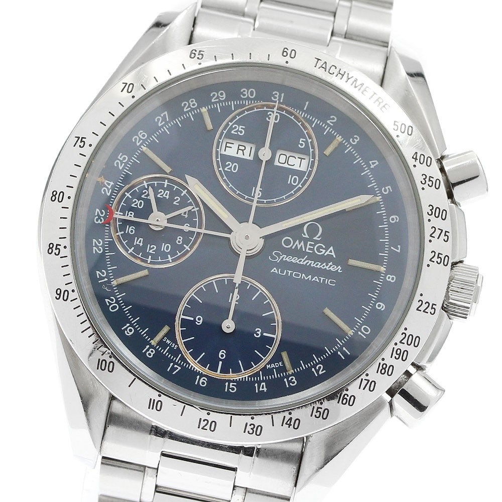Omega Speedmaster 3521.80 mens automatic chronograph triple calendar watch: Omega Speedmaster 3521.80 mens automatic chronograph triple calendar watch Omega Speedmaster Triple Calendar Chronograph automatic men's wristwatch with a stainless steel case and bracelet. This watch