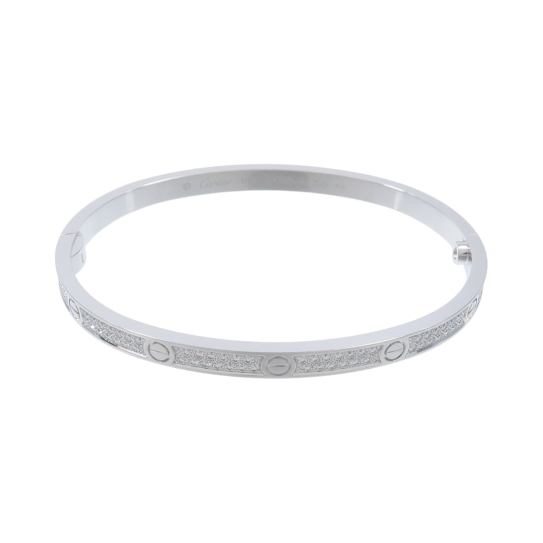 Cartier Love SM bracelet full diamond 18K white gold: Cartier Love SM bracelet full diamond 18K white gold Cartier Love bracelet SM in 18K white gold with full diamond setting. Designed for women, this bracelet is crafted in France and features clear dia
